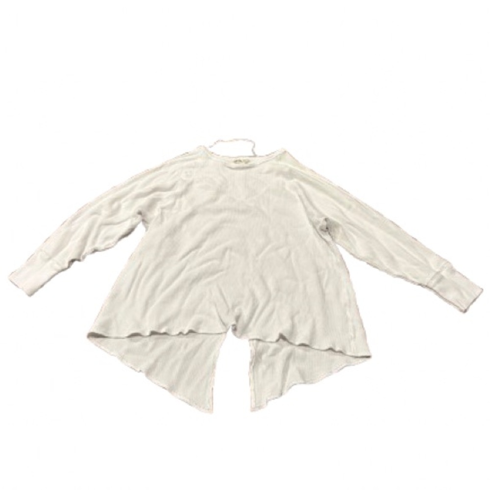 We The Free People Women’s White Waffle Knit Long Sleeve Top Size Medium